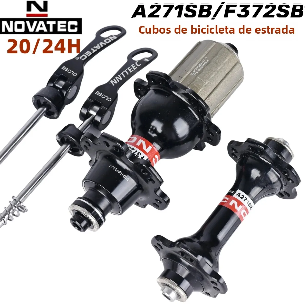 Novatec Joy cubos de bicicleta de estrada A271SB/F372SB dianteiro dois e traseiro quatro rolamentos V-Brake 20/24 furos cubos 380g par design de furo duplo