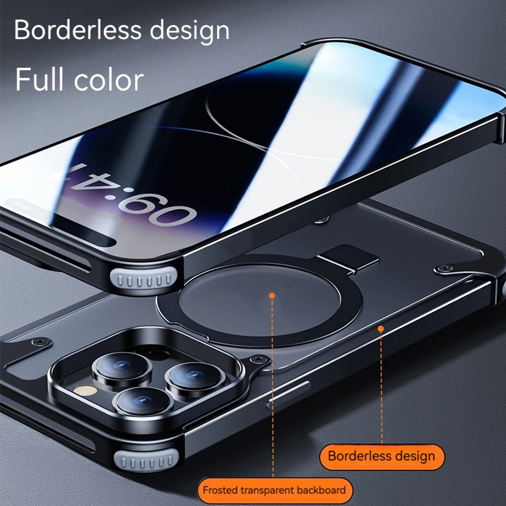 에어백 보호 마그네틱 거치대 휴대폰 케이스, 낙하 방지 지지대, 무선 충전, 아이폰 15, 14 프로 맥스