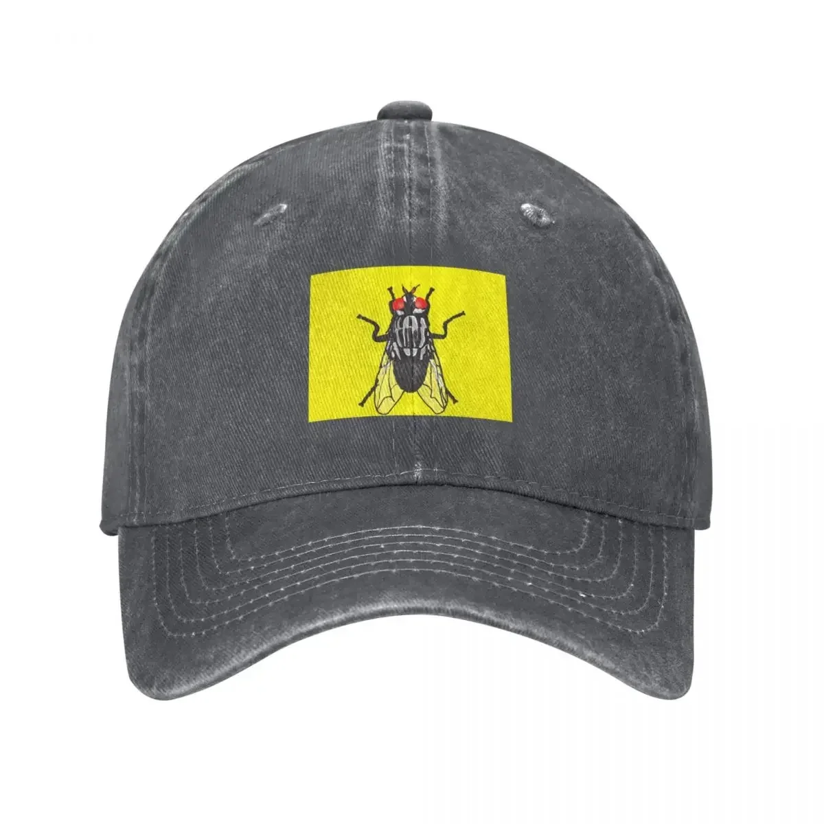 

Black fly on a stylized yellow background (FLY #2) Baseball Cap Sunhat sun caps Big Size Hat Men Luxury Brand Women's