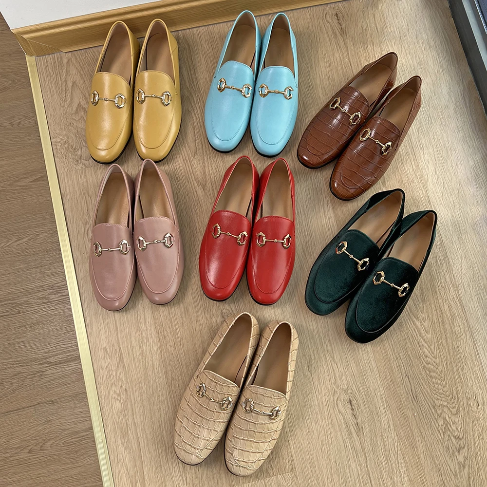 Flat Loafer Shoes for Women 2022 Genuine Leather Flats Ladies Outwear Shoes Low Heels Moccasin Casual Sneakers chaussure femme