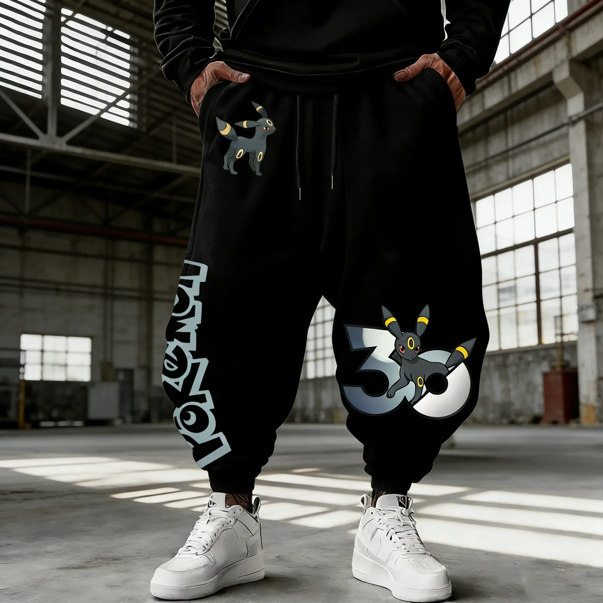 

Спортивные штаны с принтом Umbrion к 30-летию Pokemon, новые свободные повседневные брюки унисекс в стиле хип-хоп на весну/лето, свободные повседневные брюки Y2K