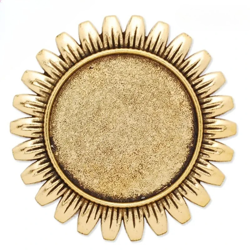 

25mm Anqitue Gold Brooch Blank,brooch Bezel,sunflower Shape Around,zinc Alloy,sold By 10pcs/lot-C4076