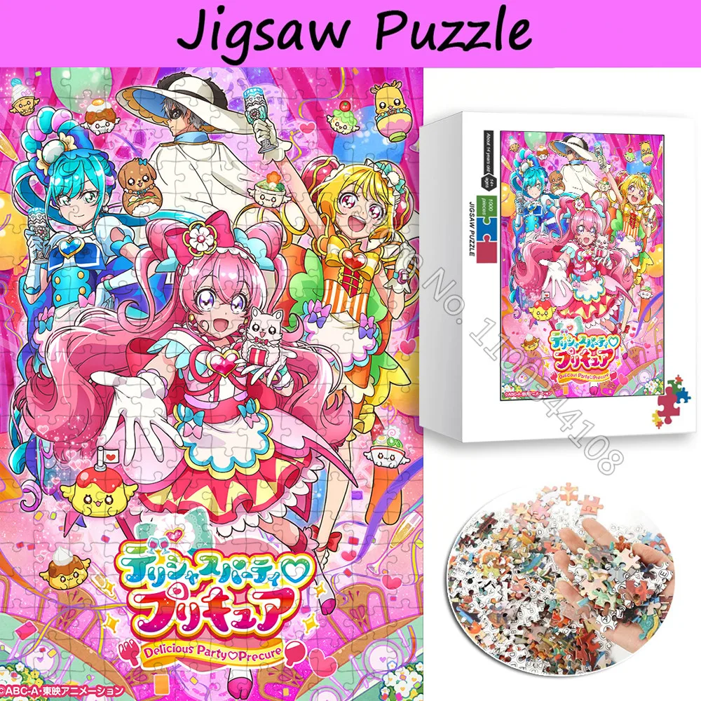 Delicioso festa precure quebra-cabeça anime linda menina de luz quebra-cabeças para adultos alívio do estresse jogo crianças brinquedos artesanais