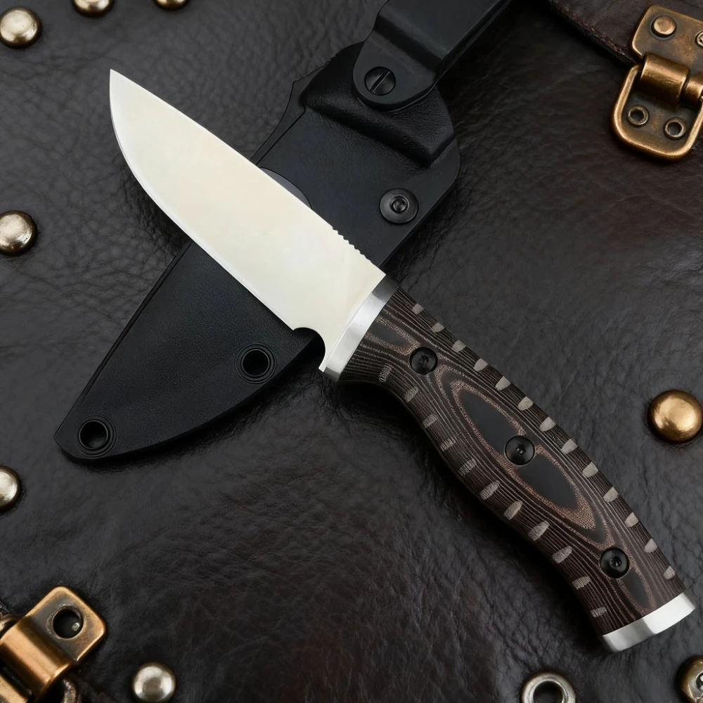 Cuchillo de hoja fija 853 de alta calidad con funda, hoja D2, mango G10, cuchillo de supervivencia para llevar al aire libre, herramienta EDC para acampar y senderismo