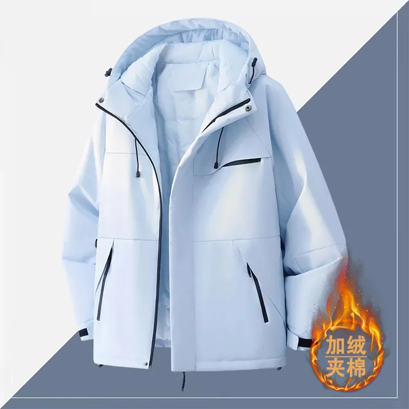 Winter Padded Hooded Jacket Windbreaker Ladies Fleece Lined Warm Parka Coat Waterproof Outdoor Sports Casual Thick Outerwear