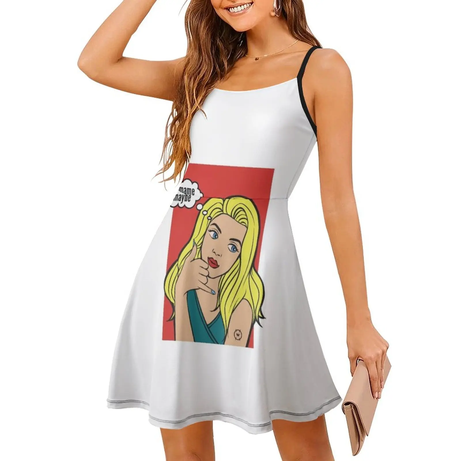 مضحك اللاميام ربما فن البوب فستان عطلة مثير للنساء شاطئ حفلة عيد ميلاد فستان قصير مضحك لامام ربما فتاة فن البوب #3