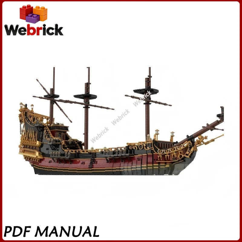 MOC Classic Pirate Ship Building Blocks Queen Revenge Historical Vessel Model Bricks Gift