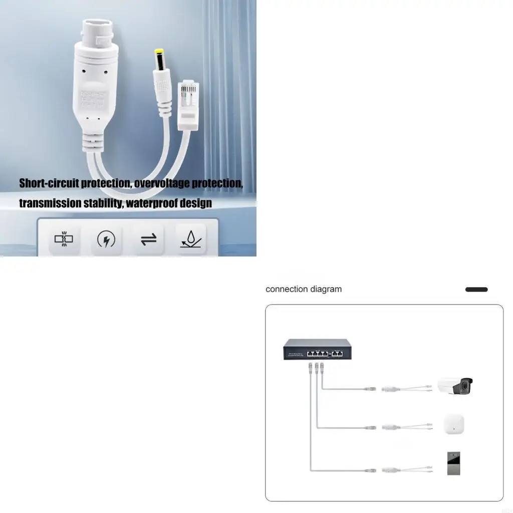 462E POE Splitter 24V To 12V Adapter IEEE802.3af/at for Multiple Networking Devices
