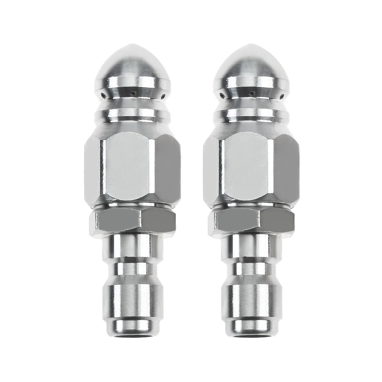 2Sets Pressure Washer Sewer Jetter Nozzle Mini Compact Durable Pressure Drain Jetter Hose Nozzle 1/4'' Quick Connector 5000 PSI