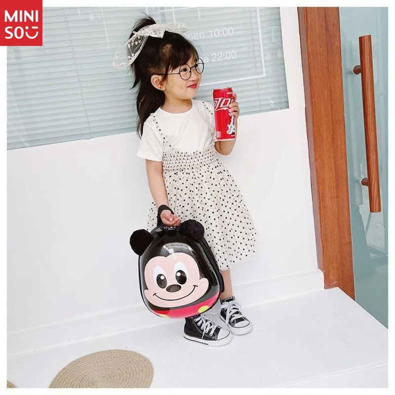 Mochila Miniso para niños con forma de huevo, bolso preescolar de dibujos animados para niños y niñas de 3 a 5 años, lindo bolso para guardería