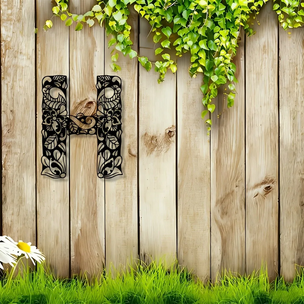 CIFBUY Wrought Iron Metal Wall Art 2D Flat H-Shaped Aluminum Sculpture