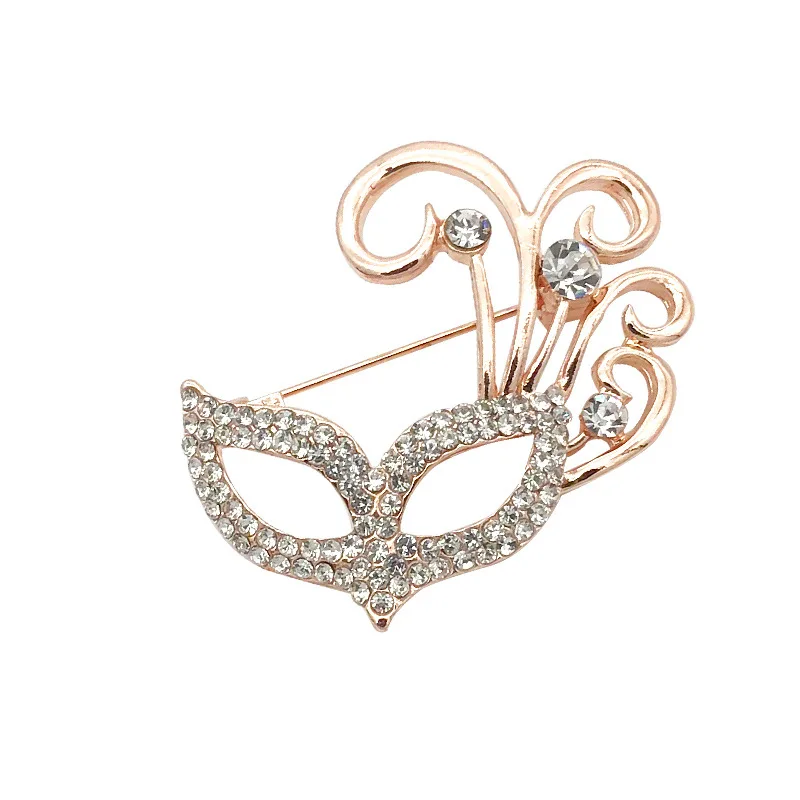 Lailina Brooch Pin Jewelry Party Mask Accessories Rhinestone Crystal Brooches Pin