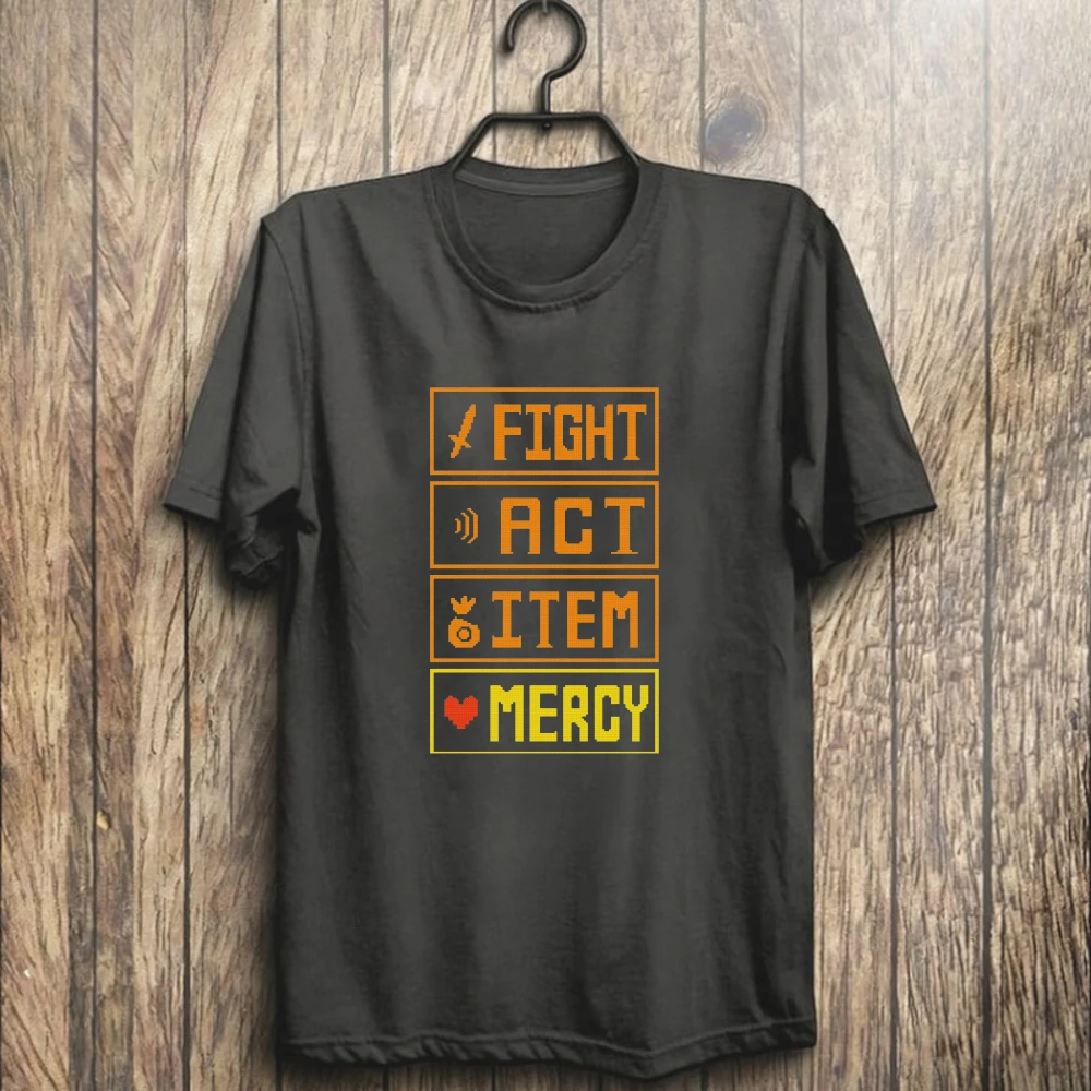 Fight Act Item Mercy Retro Game Graphic T‑Shirt Cotton Men Women Casual Short Sleeve Vintage Unisex Tee Tops For Gamer Fans
