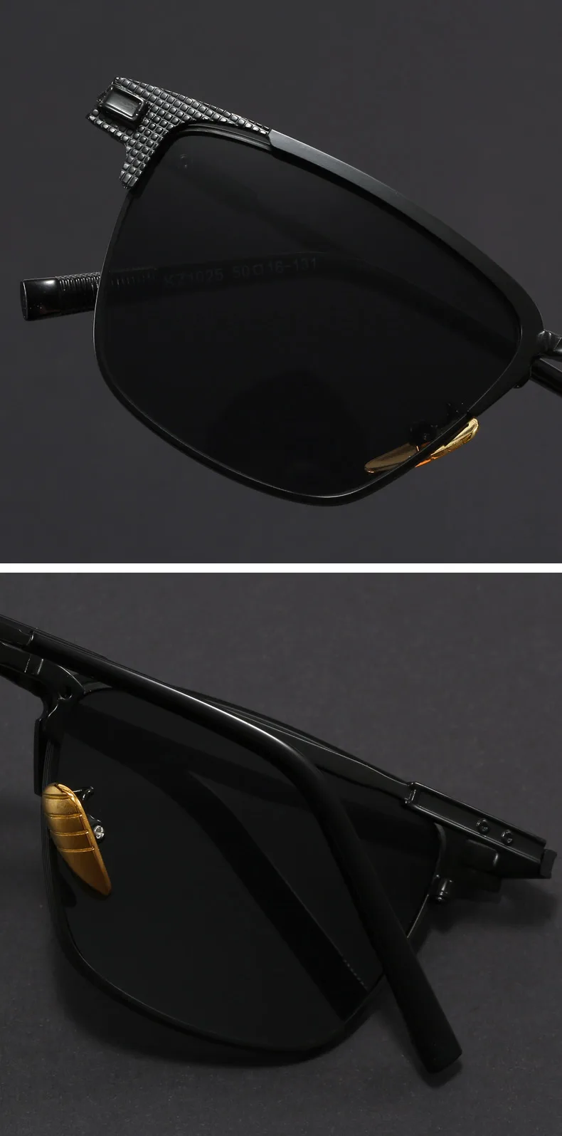 Neue Metall Quadratische Sonnenbrille Halbrahmen Polarisierte Sonnenbrille Herren Damen Luxusmarke Designer Sonnenbrillen Männlich Retro Rive – Detail 6