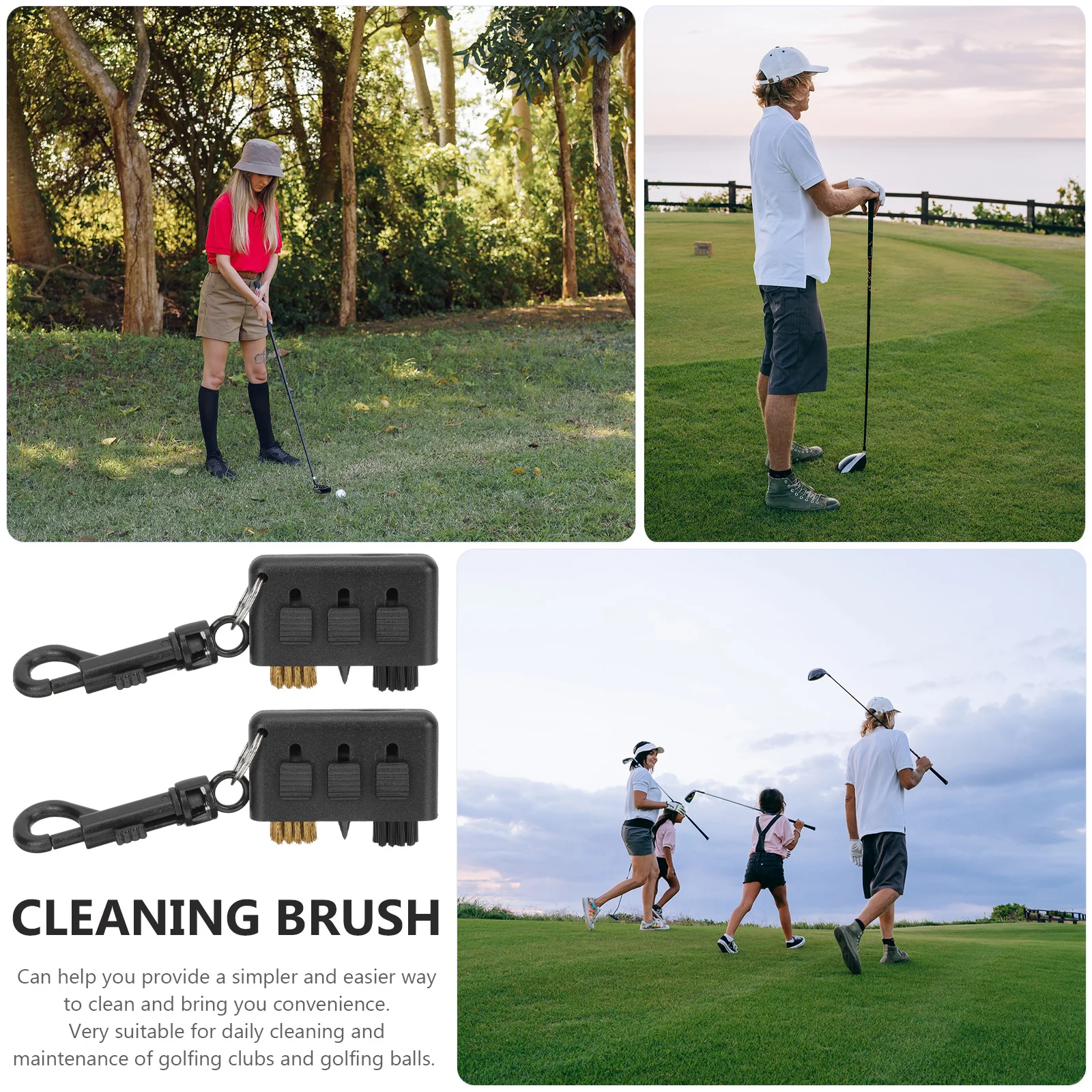 

2pcs Portable Golf Club Cleaning Brush Durable Club Scrubber With Hook For Golf Balls Shoes, Outdoor Cleaning Tool, Golfing