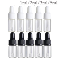 50/100PCS Clear Glass Dropping Bottles 1ml 3ml 5ml Mini Essential Oil Dropper Bottles Empty Travel Sample Vials with Black Cap