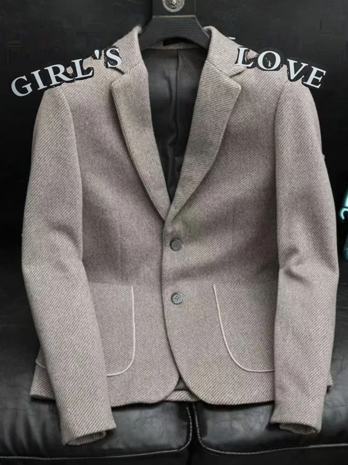 

Мужской шерстяной пиджак: осенне-зимний, модный, повседневный, в стиле ретро, трендовый, приталенный, универсальный, классический, на двух пуговицах