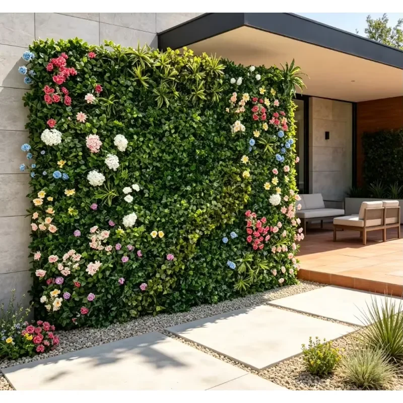 Customized Anti-Uv Artificial Foliage Fence Green Wall System Decoration Supplies Hedge Mat Vertical Garden