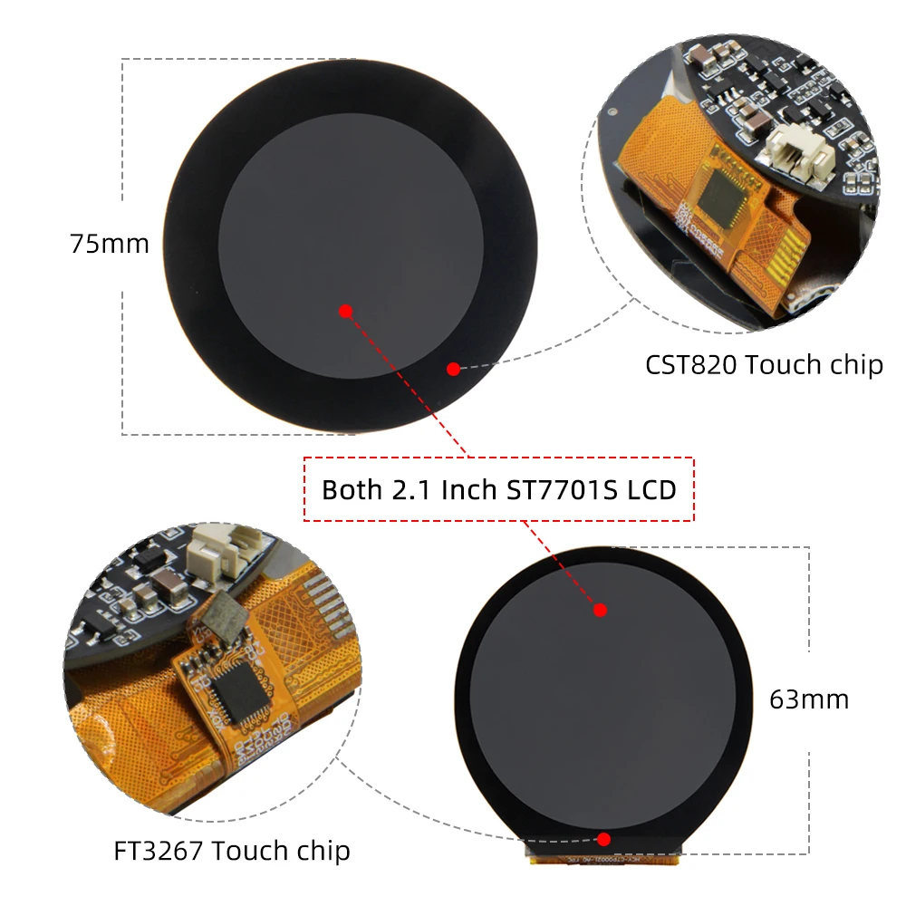 LILYGO® T-RGB ESP32-S3 2.1 inch Round Display ST7701S LCD Touch Screen ESP32-S3R8 Development Board Support WIFI Bluetooth TF