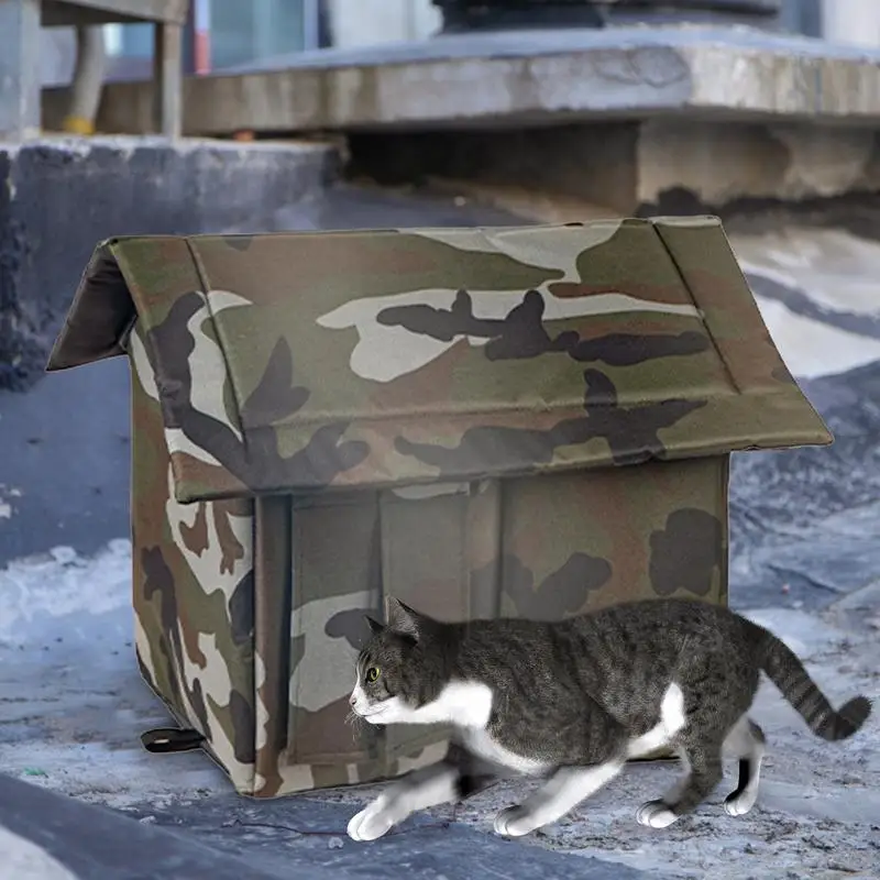 All Season Cat House Semi-Enclosed Chic Winter Outdoor Cat House Windproof Waterproof  Outdoor Warm Shabby Cat Shelter