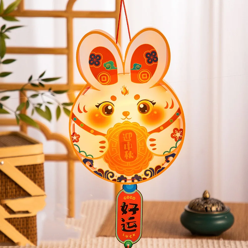 

Chinese Style Mid-Autumn Rabbit Lantern Handmade Traditional Craft Handheld Rabbit Lantern Cartoon with Tassel Antique Lantern