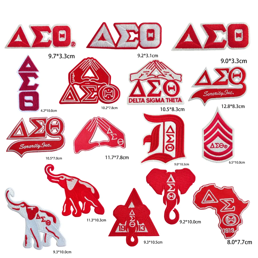 رقعة تطريز مسطحة بحروف يونانية من دلتا سيجما ثيتا، رمز ثقافي يوناني حديد على رقعة للقلنسوة والحقائب #5