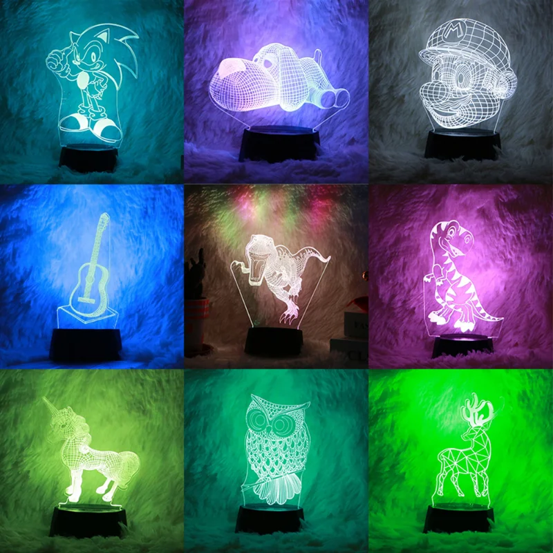 Colorful dynamic special acrylic new peculiar creative gift led lamp custom dream color ABS 3d night light led base