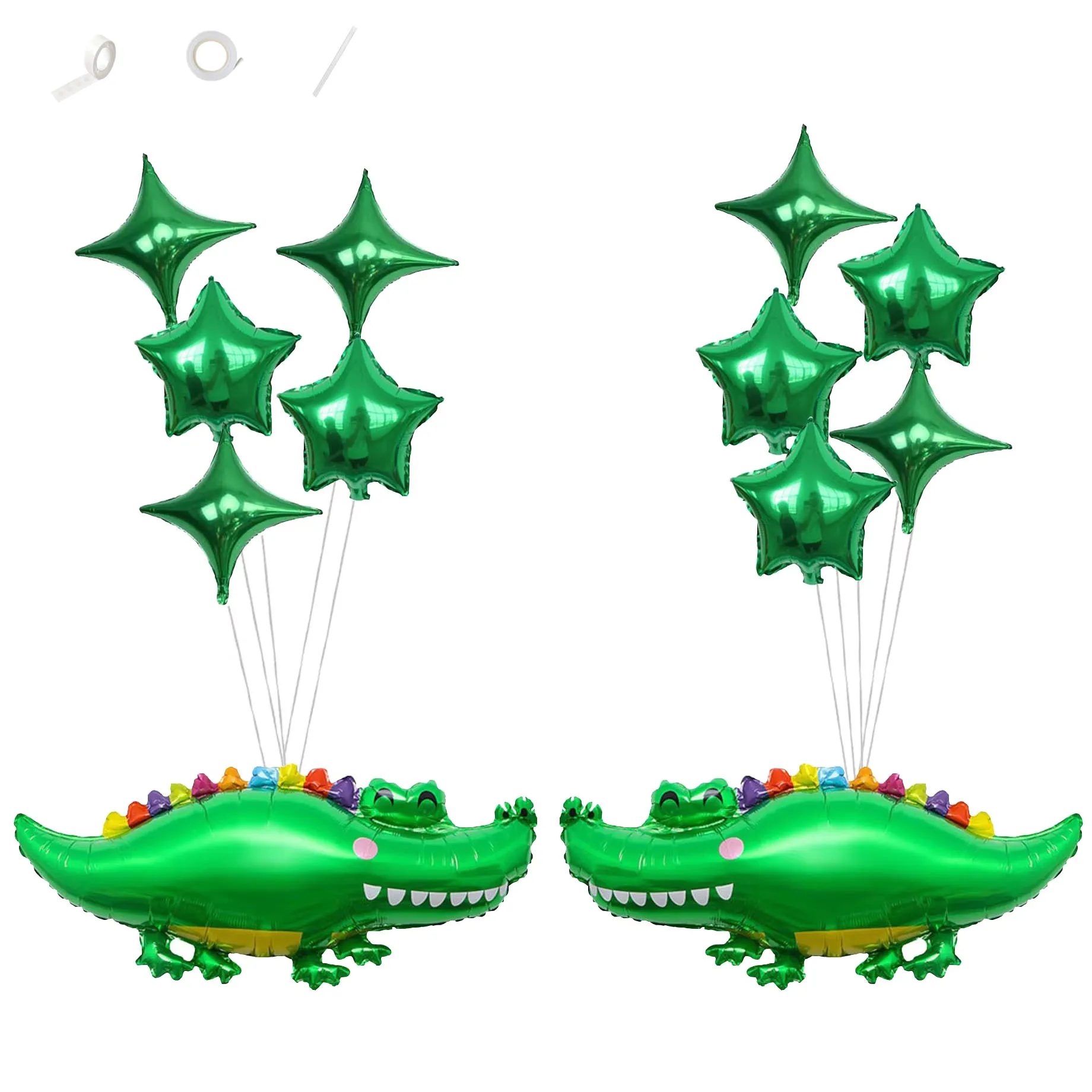 12 pçs 40 polegada jacaré feliz verde crocodilo balão conjunto mylar balões para tema jacaré festa de aniversário decoração balões