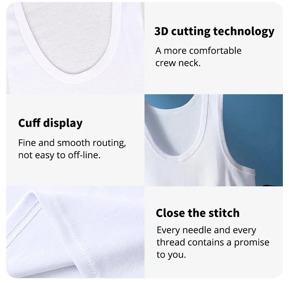 Herren-Sportweste für vier Jahreszeiten, klassisch, schwarz, weiß und grau, reine Baumwolle, bequemes Lauf- und schweißabsorbierendes Basisshirt – Detail 8
