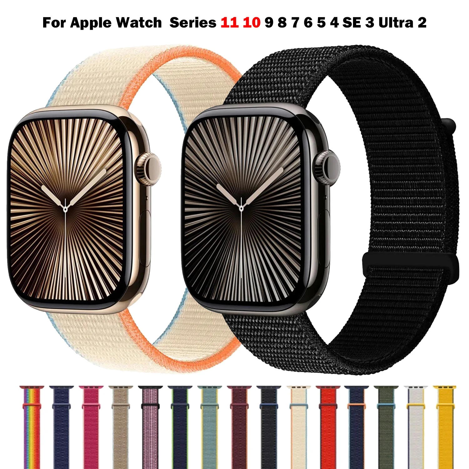 Nylon-Schlaufenarmband für Apple Watch 11 10 46mm 42mm Ultra 3 49mm Atmungsaktives Ersatzarmband IWatch 9 8 7 6 SE3 45mm 41mm 44mm