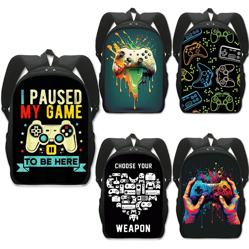 

Gamepad Video Game fan Print Backpack Women Men School Bags Choose Your Weapon Gamer For Travel Student Daypack Laptop Backpack