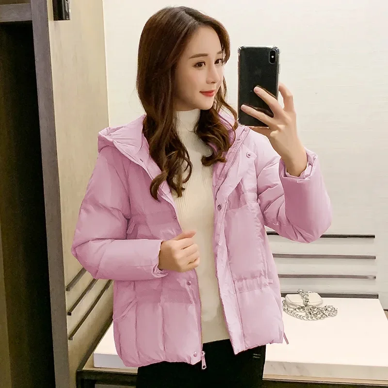 Cotton Coat Women's Short Section 2024 New Korean Loose Down Cotton Jackets Thickened Hooded Fashion Padded Jacket Female Tops