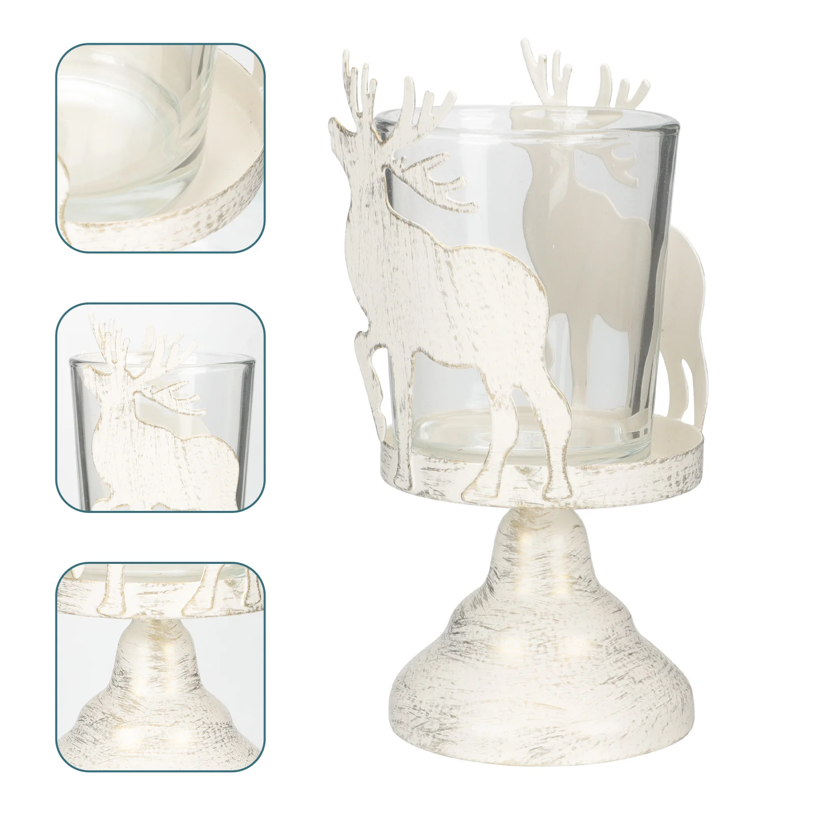 

Christmas Theme Metal Candleholder Decorative Adornment for Home Office Tabletop Xmas Party Decoration