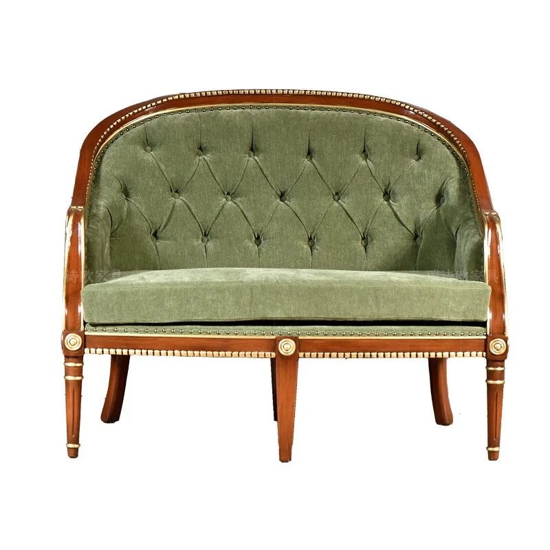 American light luxury solid wood fabric sofa, living room double retro soft bag Phnom Penh decorative sofa