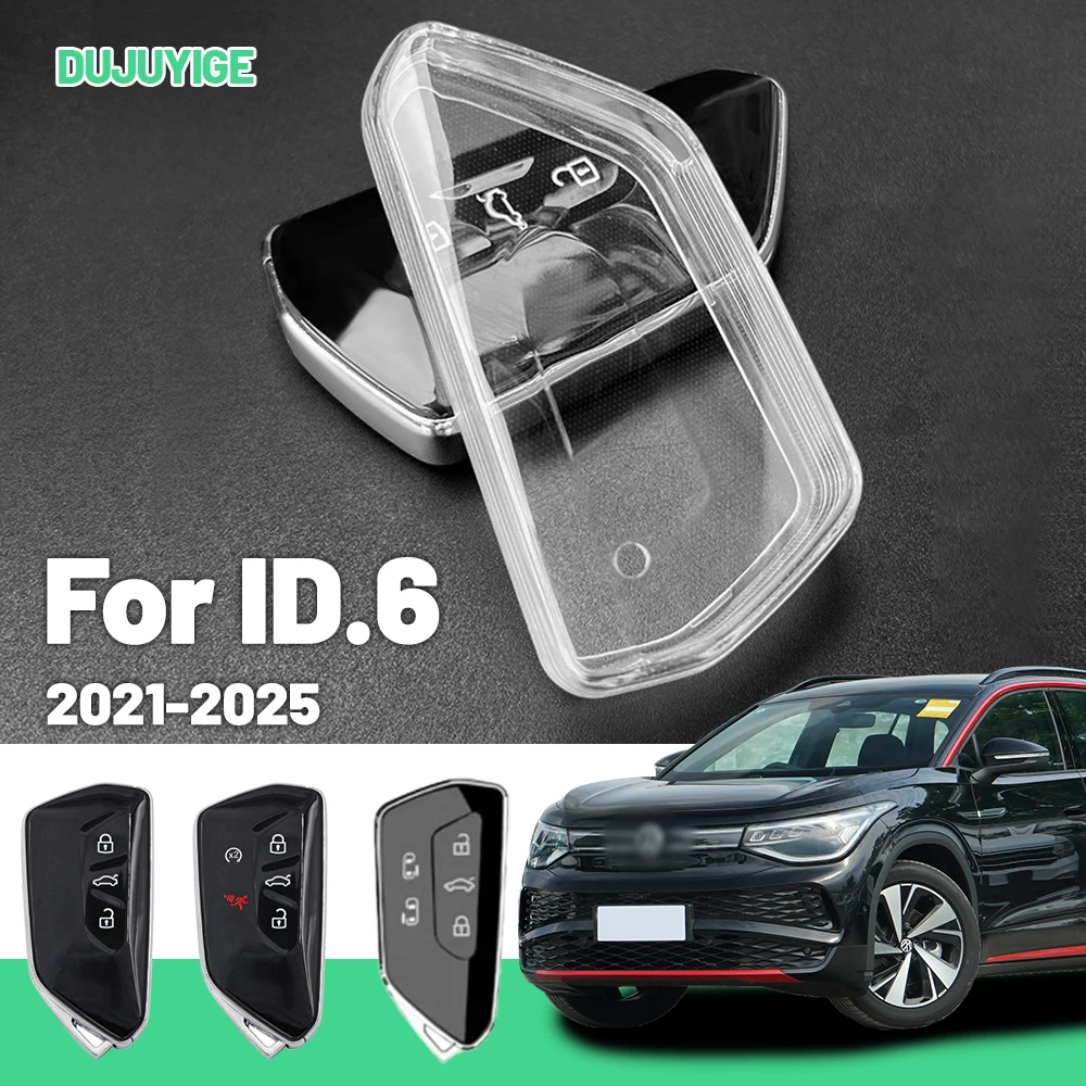 

Прозрачный чехол для автомобильного ключа из ТПУ для VW ID.6 ID6 2021-2026, защитный чехол для брелока, автоаксессуары 2022 2023 2024 2025