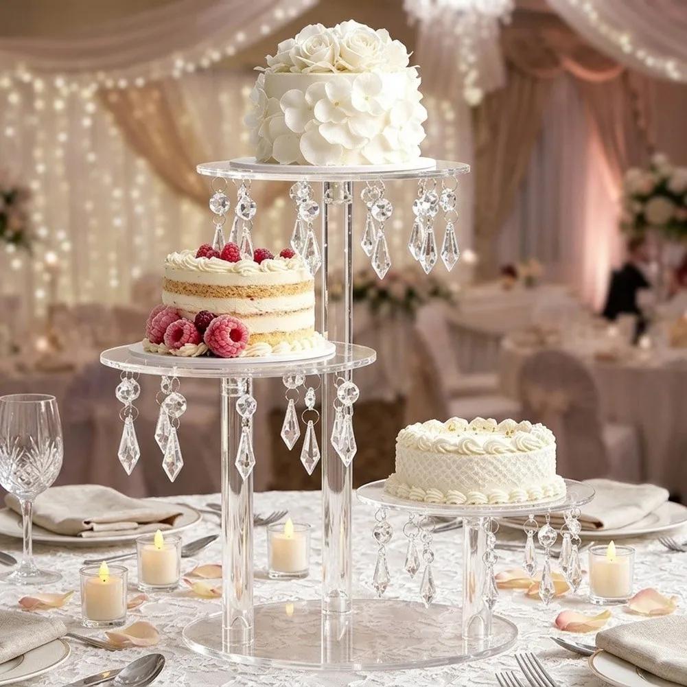 For Multiple Decor Events Clear 3-Tier Cake Stand Multi-layer Display Rack Smooth Edges Safety Sturdy Base Support