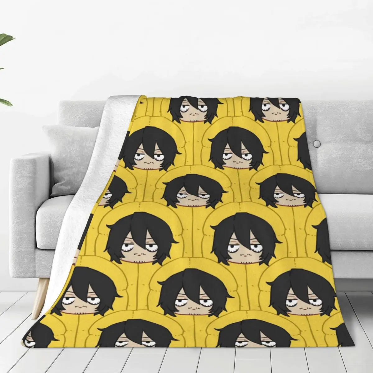 Aizawa Anime Characters Flannel Blanket Quality Soft Durable Yellow Bedding Throws Autumn Camping Couch Chair Graphic Bedspread