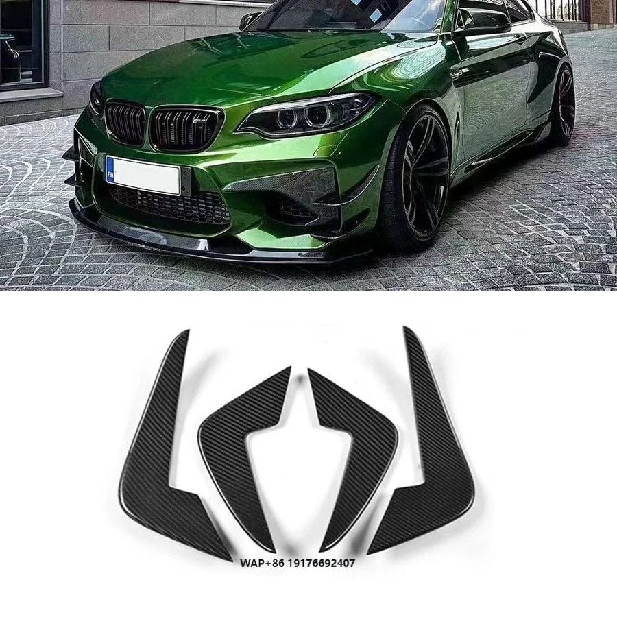 

AC Style Carbon Fiber Front Bumper Fins Canards forBMW M2 F87 2016+ Front Lip Car Accessories