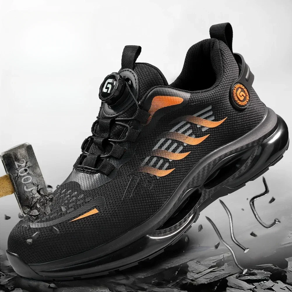 الدورية زر أحذية أمان جديدة الرجال مكافحة سحق مكافحة ثقب أحذية عمل موضة الرجال أحذية رياضية الأمن أحذية واقية الرجال #1