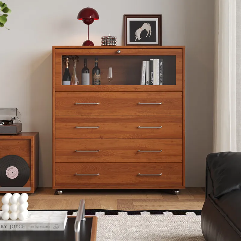 Living room removable side cabinet cherry wood storage side cabinet