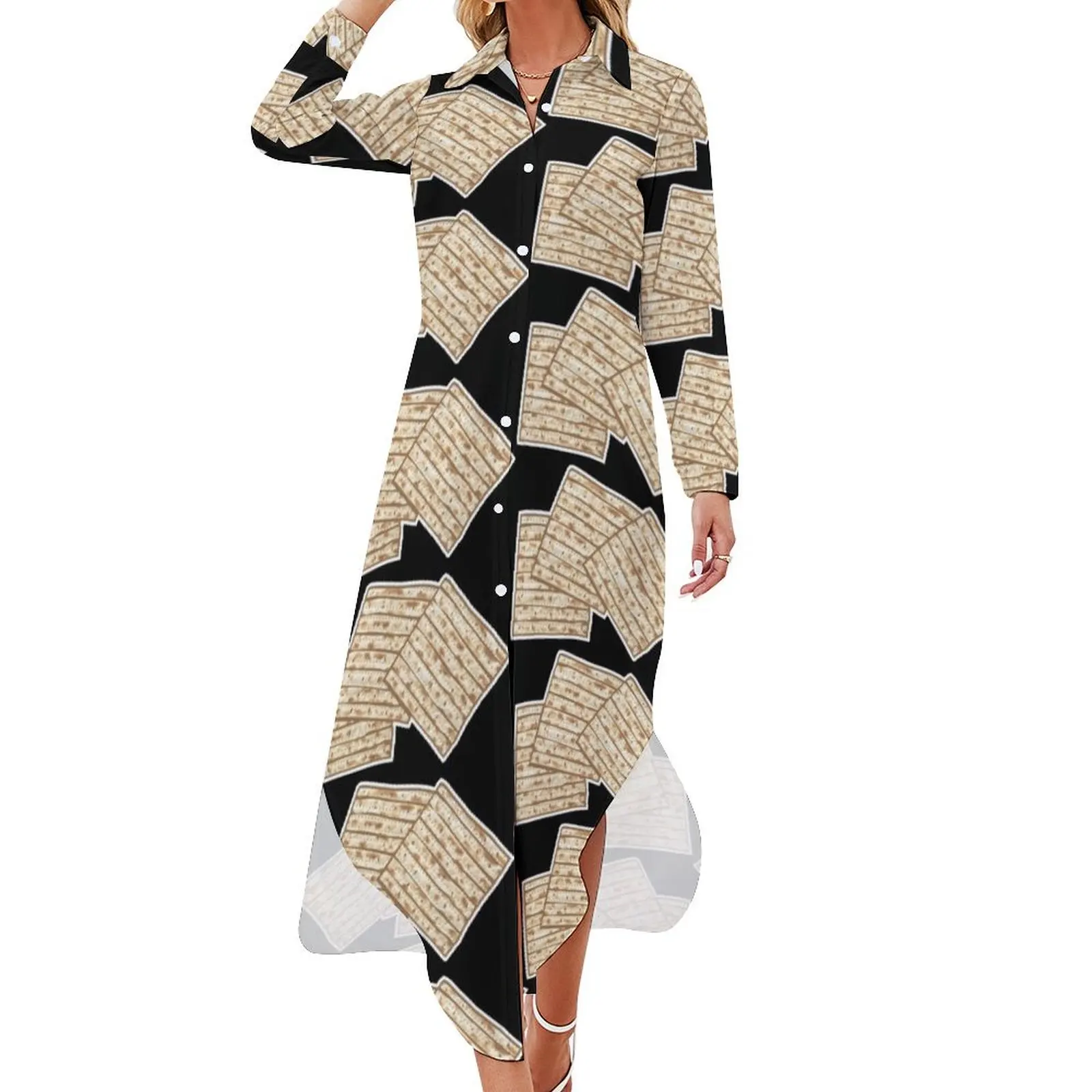 

Matzo - The Delight of Passover! Long Sleeved Shirt Dress elegant and pretty women's dresses dress