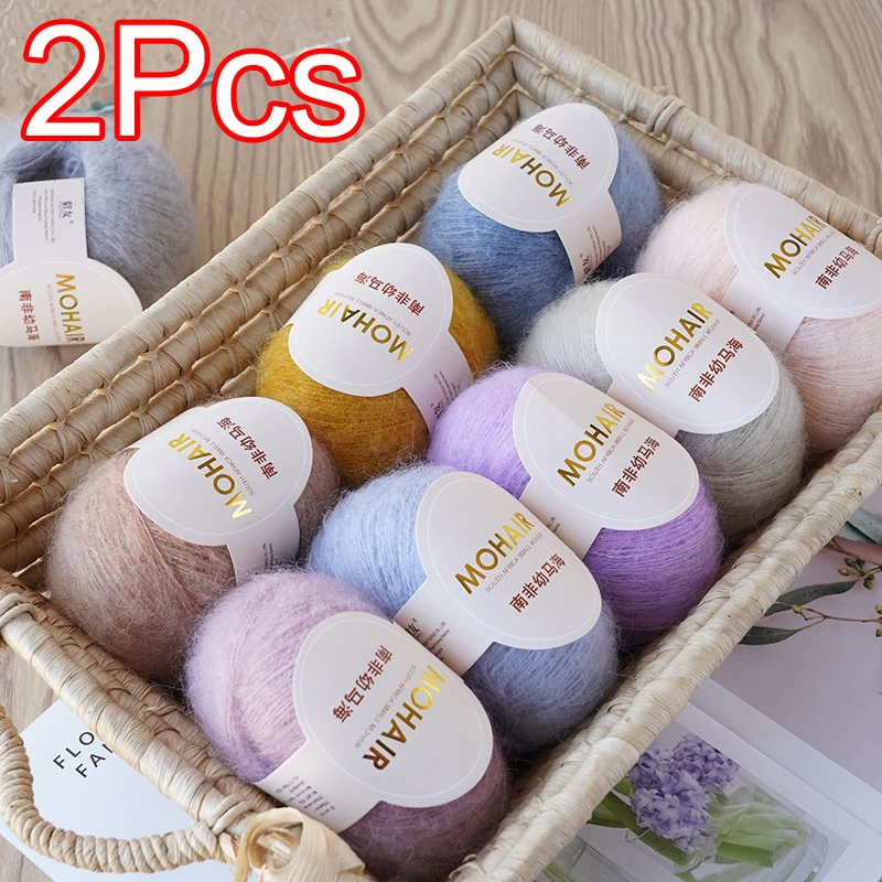 2 Stück 25g Mohair-Garn zum Handstricken Weiches Mohair-Häkelgarn für Häkel-Schals Pullover Stoff Häkeln von Mützen Strickgarne