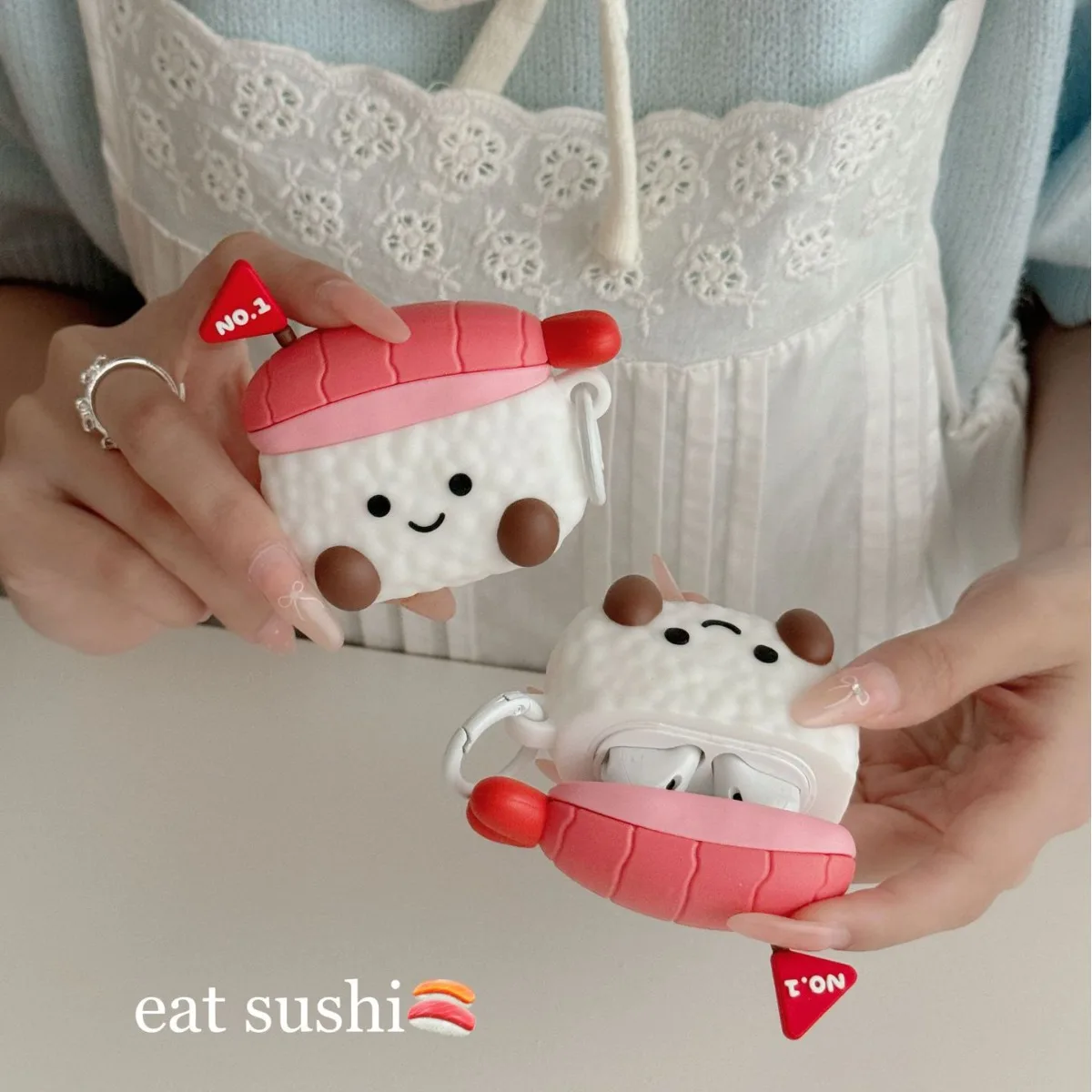 For Airpods Case,3D Sweet Shrimp Sushi Food Case For Airpods Pro,Protective Earphone Silicone Cover For Airpods 1/2/3 Case Kids