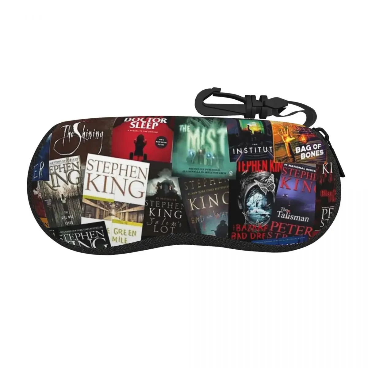 Stephen King Book Covers, Horror Bookworm Shell Glasses Case Portable Sunglasses Box Women Men Soft Eyeglasses Bag Pouch