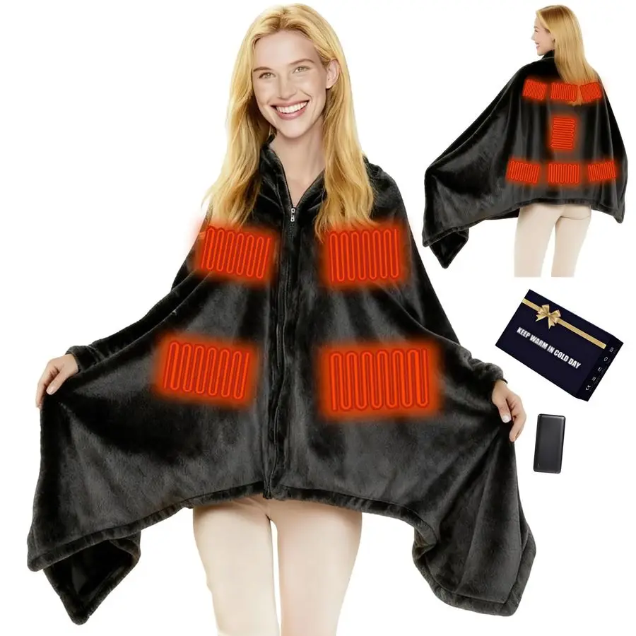 

Portable Heated Blanket Battery Operated Cordless Heated Shawl for Women Men with 20000mAh Battery amp 11 Heating Zones