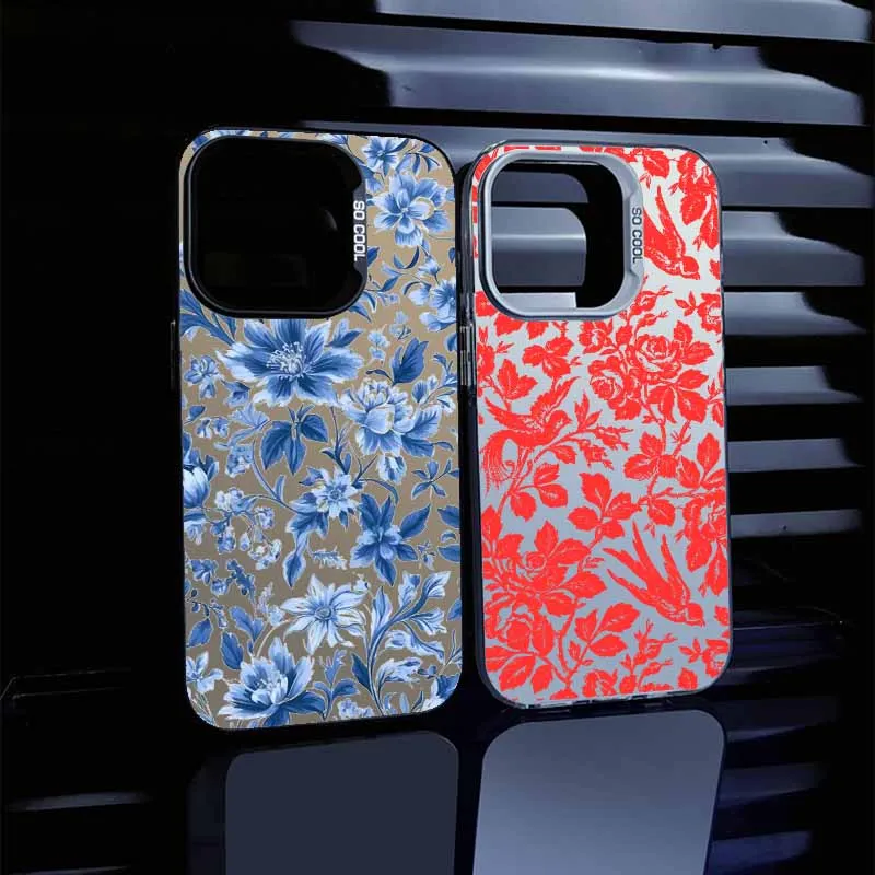 الأزرق والأحمر الزهور لسامسونج غالاكسي A30 31 32 34 33 35 50 51 52 53 A55 71 11 15 16 54 24 73 22 72 36 56 26 جراب هاتف #6