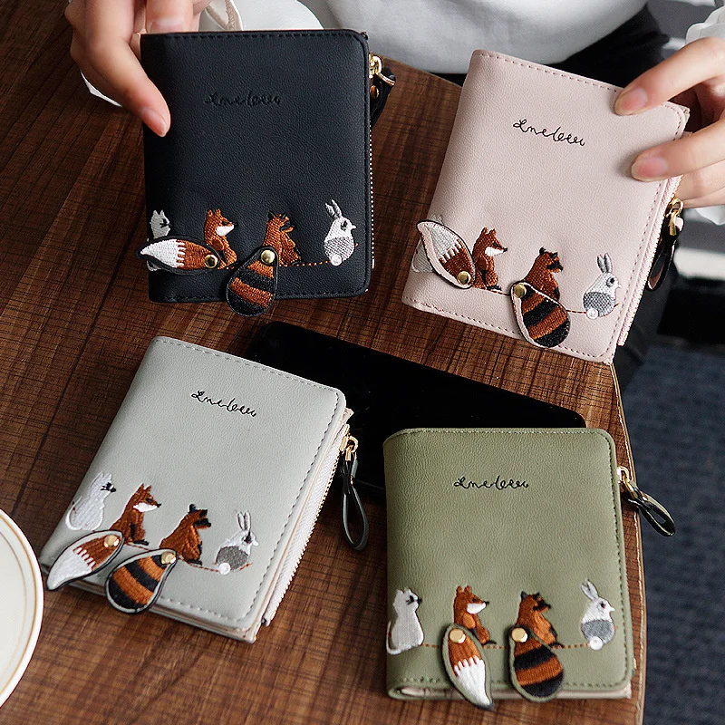 Wallet women's short 2022 new multi card creative wallet Korean lovely squirrel 20% zero wallet women