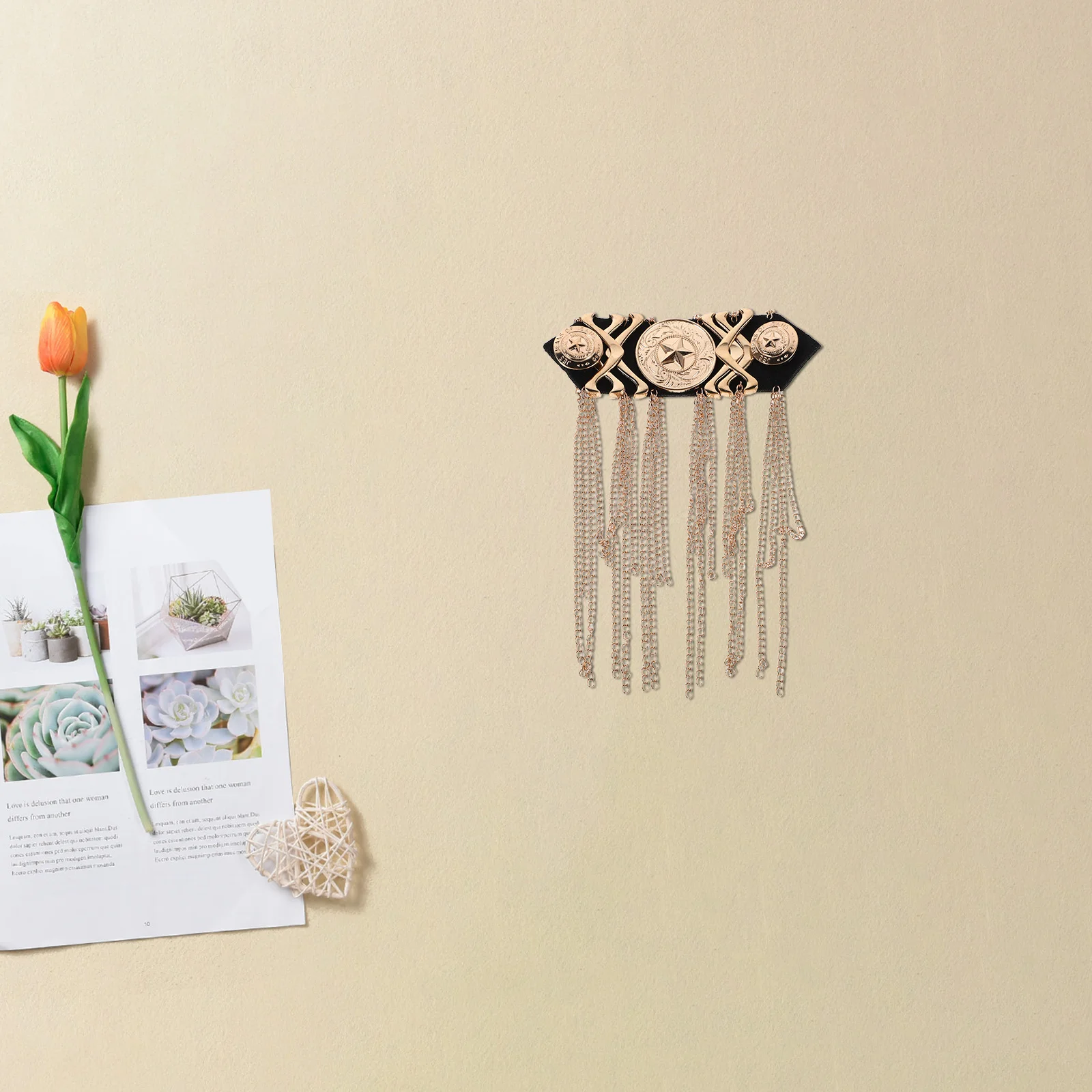 

1Pair Retro Shoulder Pads Tassel Chain Epaulettes for Jackets Suits Punk Fringe Decorative Accessories Performances