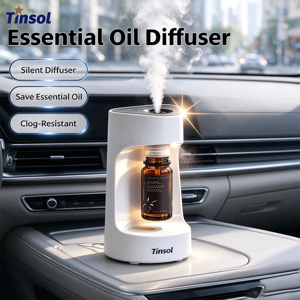 TINSOL Car Essential Oil Diffuser  USB-Rechargeable, Removable Battery, 3-Speed Timer, Suitable for Cars and Offices