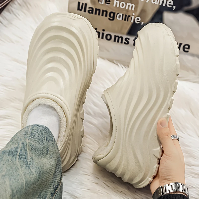 Winter Cotton Slippers Men Shoes Anti-slip Plush Keep Warm Outdoor Shoes Men Lightweight Fashion Comfortable Durable Men Shoes